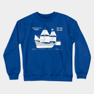 Mayflower plans. America 17th century Pilgrims ship - ABDpng Crewneck Sweatshirt